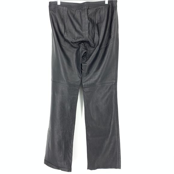BCBGMAXAZRIA Y2K Women's Size 12 Low Rise Leather Pants Straight Leg Black - Picture 2 of 8